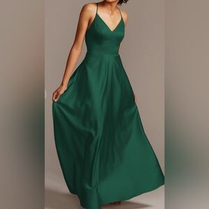 Green Satin Prom Dress